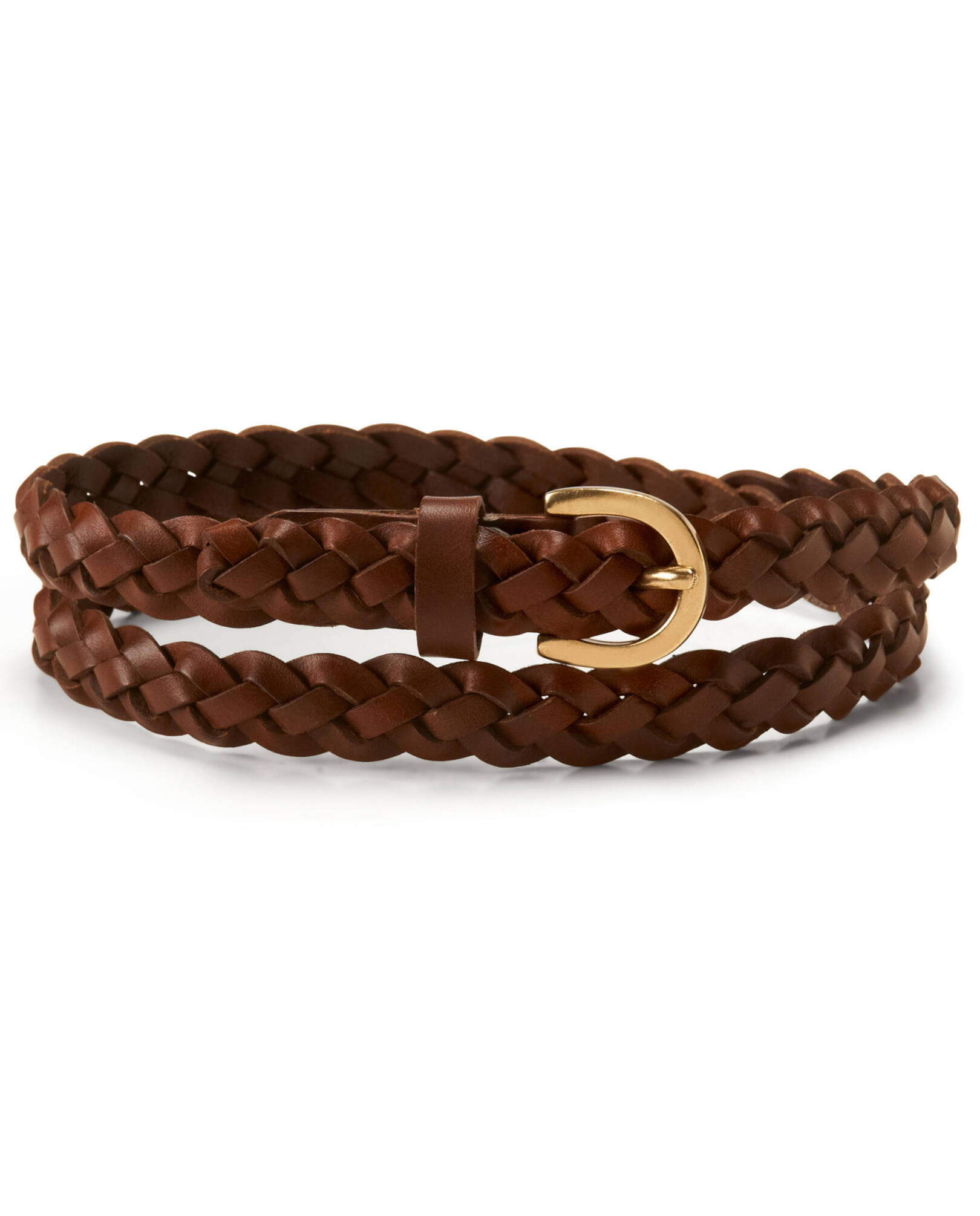 Thin Leather Braided Belt